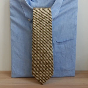 VTG 80s AQUASCUTUM of London Neck Tie Mens Yellow Plaid Silk Luxury Logo JAPAN - Picture 1 of 11