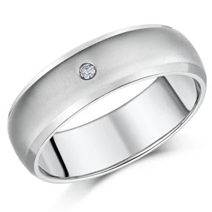 Men's Engagement Ring 7mm Titanium Diamond Engagement Wedding Ring Unisex Ring - Picture 1 of 2