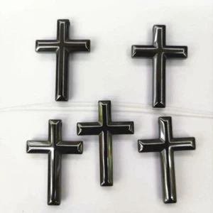 100pcs Hematite Stone Black Carved corss Pendant Bead or Jewelry Accessories - Picture 1 of 4