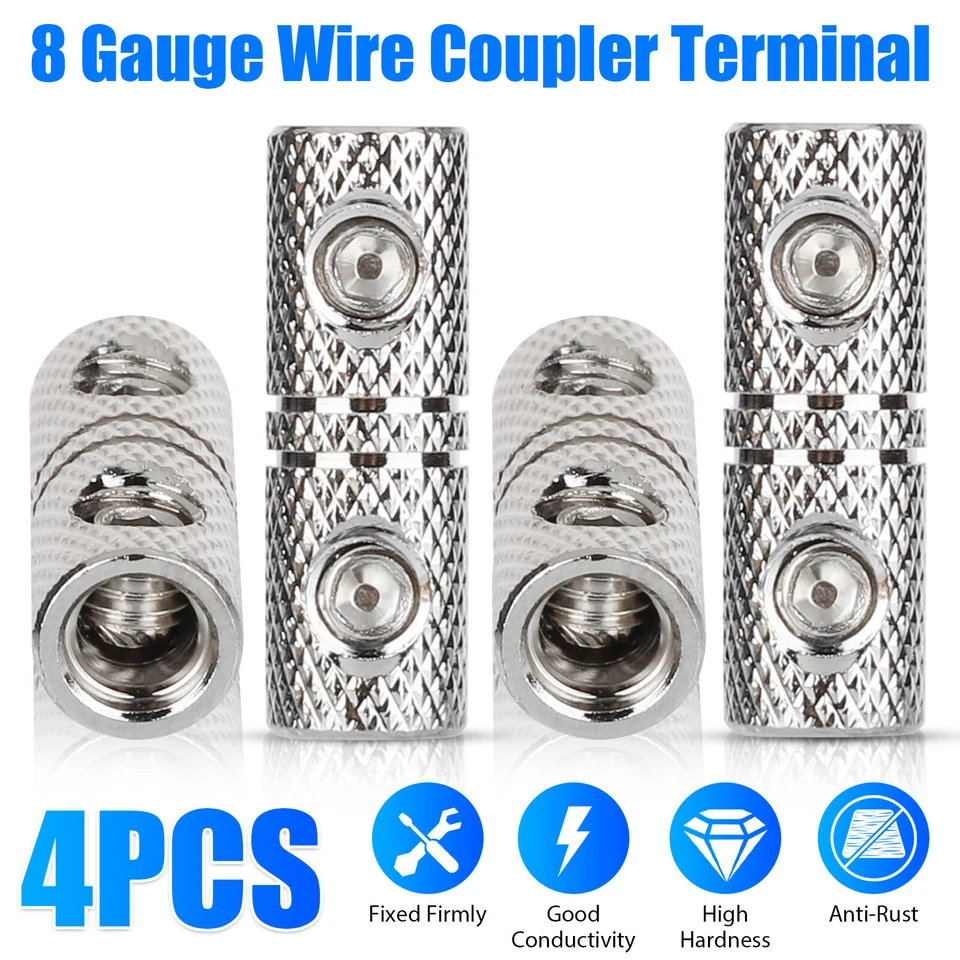 4pcs Wire Coupler Terminal Butt Connector 8 GA Gauge Input and Output Set Screw - Image 1 of 4