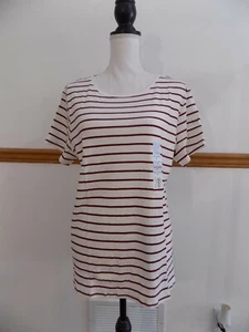 Croft & Barrow Damen rot/weiß gestreiftes Kurzarm T-Shirt, Gr. XL *NEU* - Bild 1 von 6