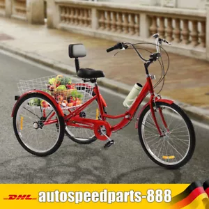24 Inch Adult Tricycle 7 Speed 3 Wheels Bicycle + Shopping Basket Tricycle NEW - Picture 1 of 24