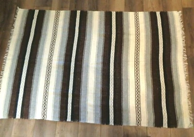 Manta Tapiz Boho Grande Marrón y Gris Tribal Azteca Picnic Fogata Tiro Foto 1 de 4