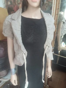 Vintage River Island Crop Jacket Gold And Cream Size 12 Used - Picture 1 of 24