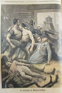 MINE MINEURS LA CATASTROPHE DE MONTCEAU LES MINES  GRAVURE PETIT JOURNAL de 1895 - Picture 1 of 2