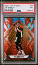 2020 Panini Phoenix Fire Burst Joe Burrow PSA 9 Rookie Card. Bengals
