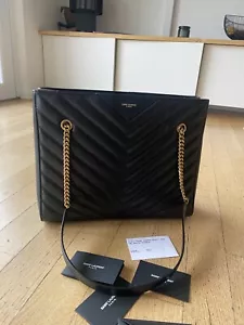 YSL Saint Laurent Satchel Handbag Black Tribeca Grain De Poudre Tote TOP Zustand - Bild 1 von 14