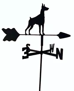 DOBERMAN PINSCHER GARDEN WEATHERVANE WROUGHT IRON LOOK MADE IN USA TLS1049IN - Foto 1 di 2