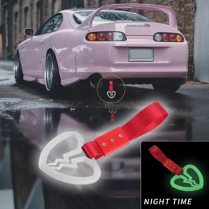 JDM Broken Heart Glow In Dark Ring Subway Train Car Handle Strap -Red Nylon X1 - Picture 1 of 6