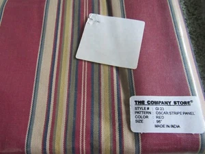 2 THE COMPANY STORE GI23 PANELS CURTAINS EA 44"X96" STRIPES BRICK RED CREAM OLIV - Picture 1 of 9