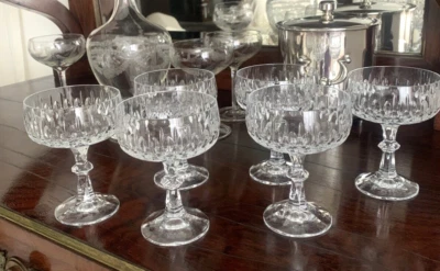 Set 6 coppe champagne vintage in cristallo molato anni cinquanta ottimo stato. - Immagine 1 di 4