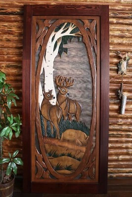 Puerta de pantalla de ciervo hecha a mano, puerta de pantalla de cabina, puerta de pantalla rústica, puerta de ciervo Foto 1 de 3