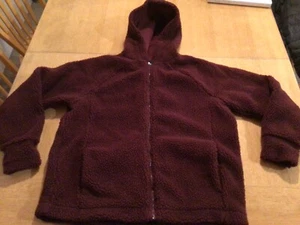 Fabletics Polar Fleece Deep Pile Hoodie Women’s Small Wine Red - Picture 1 of 6