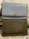 Michael Kors Crossbody Pebbled Leather Phone Wallet Handbag Olive and Blue