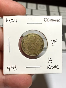1924 Denmark 1/2 Krone - Picture 1 of 2