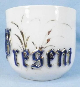 Shaving Mug Present Porcelain Dark Blue Gold White Presentation Germany Antique - Picture 1 of 6