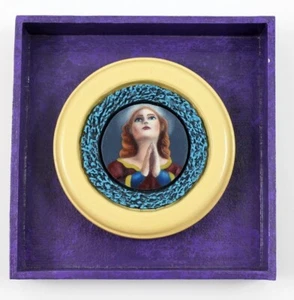 Unikat Handarbeit Hobby Handwerk Miniatur gerahmtes Gemälde betende Madonna signiert - Bild 1 von 5