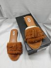 DUNE womens tan tassle fringe mule flat slip on sandals Size 6 boxed - CG M17