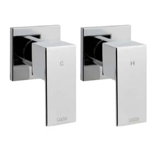 Cefito Shower Twins Tap Wall Bath Taps Brass Hot Cold Basin Bathroom Chrome - Picture 1 of 8