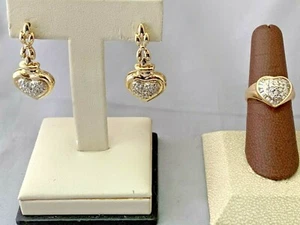 DIAMANT HERZFÖRMIGER RING UND OHRRING SET IN 14K GELBGOLD - Bild 1 von 8