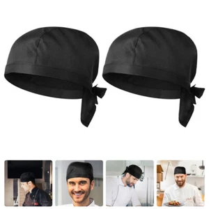 2 Stück Kochmütze Turban schwarz Arbeit Küchenhüte für Herren Haarschutz - Bild 1 von 12