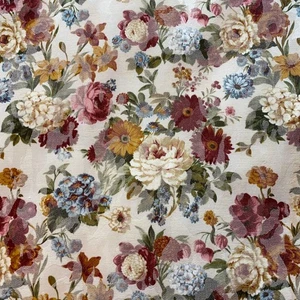 Floral Bouquet Upholstery Fabric Vintage Damask Rose Cream Victorian Garden 3 yd - Picture 1 of 13
