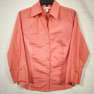 Dressbarn Womens Size 1X - 3/4 Sleeve Button Up Peach/Salmon Blouse/Shirt/Top - Picture 1 of 18