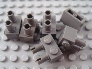 LEGO Lot of 6 Dark Gray 1x2 Specialty Brick Pieces with 2 Technic Axle Pins - Picture 1 of 1