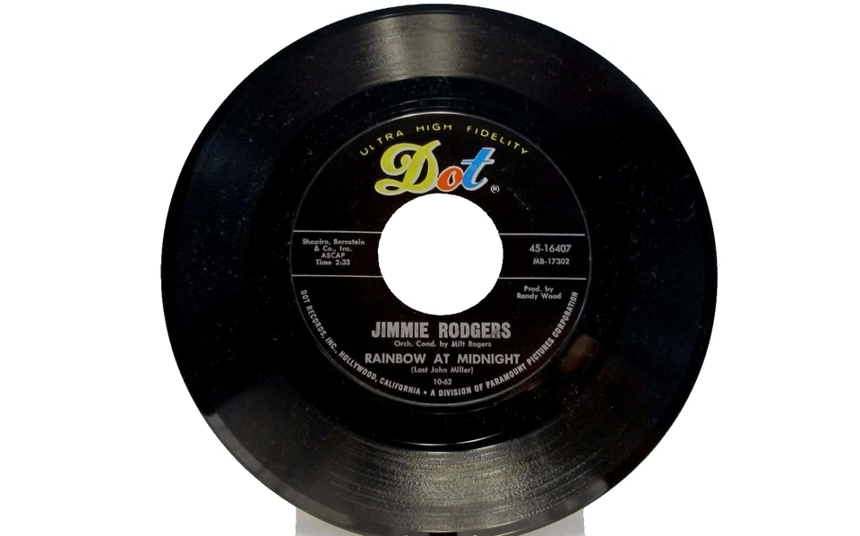 45 RECORD - JIMMIE RODGERS - RAINBOW AT MIDNIGHT - Image 1 of 1