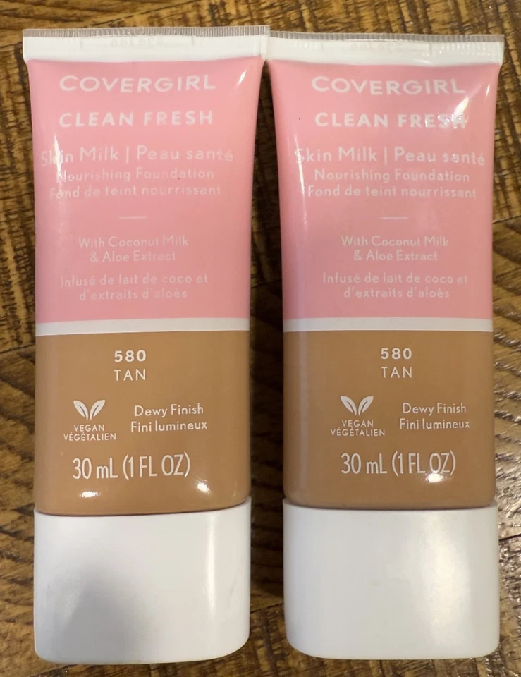 (2) Covergirl Clean Fresh Skin Milk Nourishing Foundation Sealed 580 Tan - Image 1 of 1