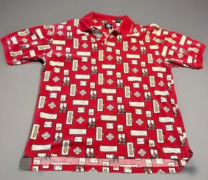 Tabasco Men’s Large Shirt Polo All Over Print Red Golf Design Sauce - Picture 1 of 10