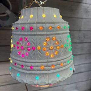 Vintage Lawnware 237 Small 7" Beige Beaded Patio Hanging Lamp Light Camping RV - Picture 1 of 13
