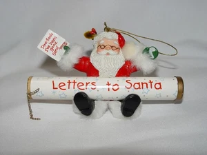 Tubo de correo vintage de Papá Noel sosteniendo 'Cartas a Papá Noel' adorno de Navidad - Imagen 1 de 7