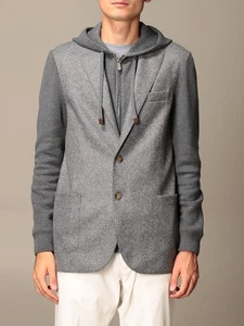 $1495 Eleventy Mens Navy Hooded Convertible Jacket Small - Picture 1 of 9