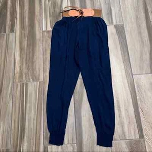 XYoung Navy elastic waist pants built in belt Waist 13.5” length 43” inseam 31” - Picture 1 of 6