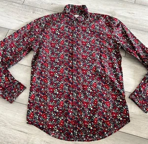 NEXT RED & NAVY FLORAL PRINT LONG SLEEVED SHIRT..SIZE SMALL..REGULAR FIT - Picture 1 of 4