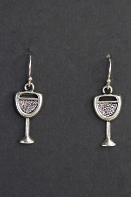 Pendientes con dije de vidrio Martini .925 ganchos de plata de ley dijes de peltre camarero Foto 1 de 4