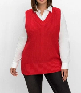 NEU Übergröße schicker Damen Strick Pullunder in rot Gr. 48/50, 56/58 - Bild 1 von 6