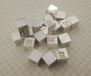 Cubo argento metallo 99,99% puro cubo densità Ag raccolta elementi 10 mm - Foto 1 di 16