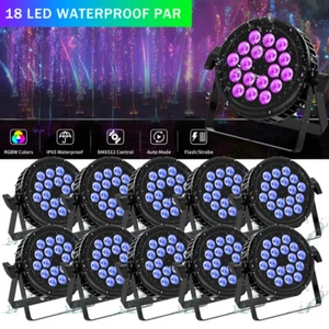 10x 270W IP65 Waterproof 18 LED RGBW DMX PAR Wash Stage Light Outdoor Party Bar - Picture 1 of 18