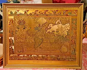 VGC World Map Nova Totivs Terravm Orbis Geographica Gold Foil Art Print, Framed - Picture 1 of 8