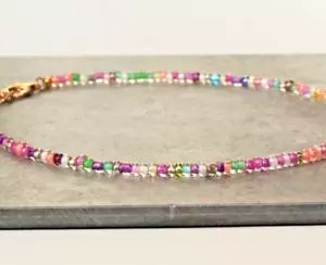 Damen Halskette Perlenkette feine Kette bunt Geschenk Frauen Schwester Mutter - Bild 1 von 5