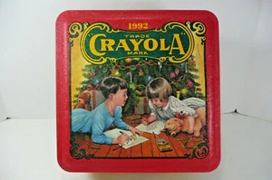 1992 Crayola Sammlerstück Urlaubsdose erstes Jahr in Serie rot gelb grün  - Bild 1 von 12