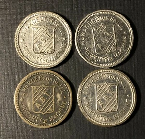 c1930's ABT Amusement Token Awarded for Skill Good For Token Lot of 4 - Picture 1 of 2
