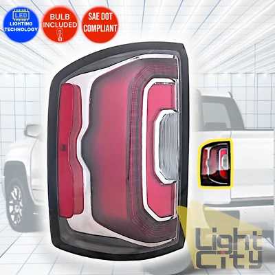 [LED COMPLETO] Para GMC Sierra 1500 2016-2018 Luz trasera lateral del conductor Carcasa Negra Derecha Foto 1 de 4
