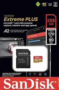 SanDisk Extreme Pro Micro SDXC UHS - I Card A2 High Performance 256 GB. - Picture 1 of 3