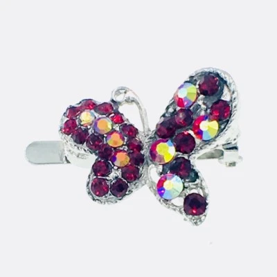 БАБОЧКА магнит волос зажим со стразами кристалл шпилька мини заколка красный 3-5 - Изображение 1 из 4