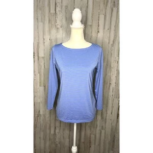 T-shirt manica lunga Vineyard Vines donna XS blu a righe Sankaty collo barca - Foto 1 di 5