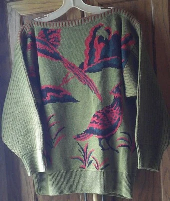 Vintage MONDI boat neck pullover Wool blend PHEASANT Sweater size 34 — 第 1/4 张图片
