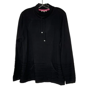 Isaac Mizrahi Live! SOHO Pullover Sweater Drawstring A470337 Black Medium New - Picture 1 of 8